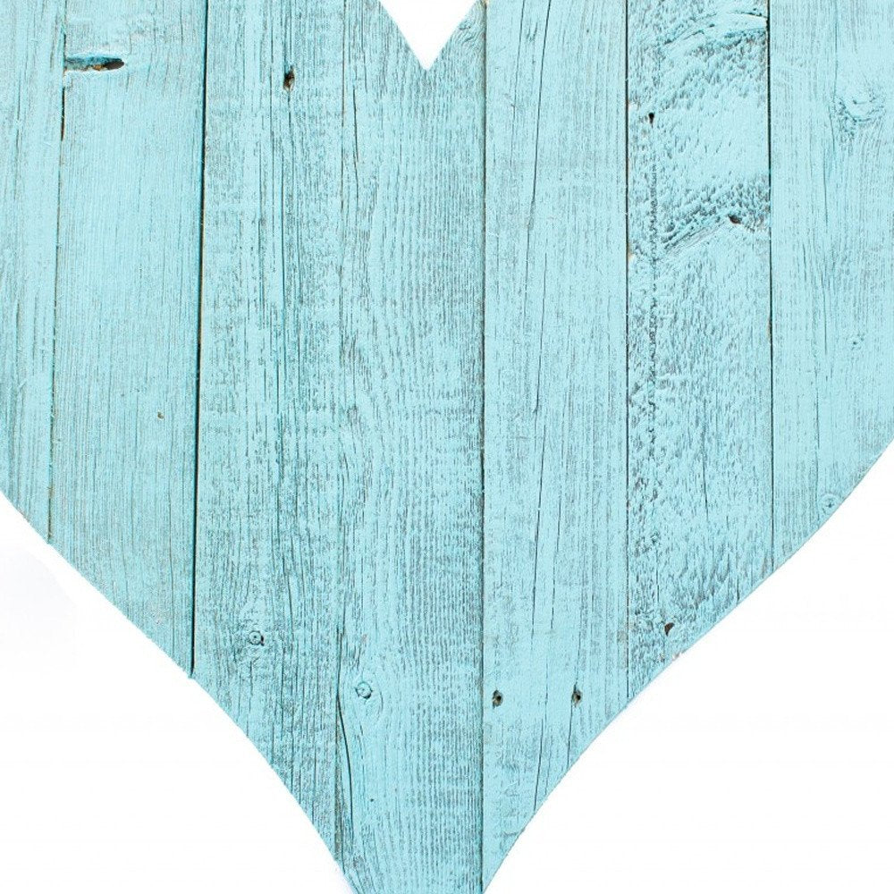 12" Turquoise Reclaimed Wood Heart Wall Decor