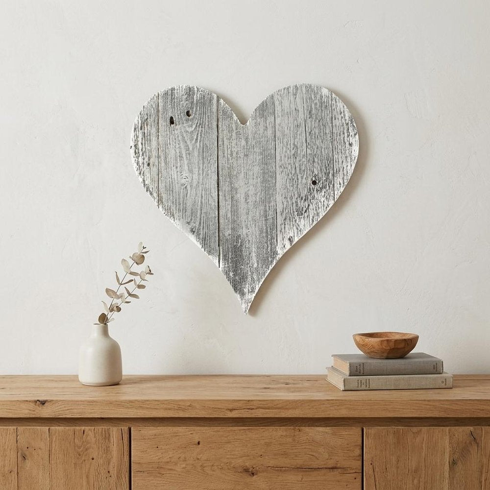 12" Whitewash Reclaimed Wood Heart Wall Decor