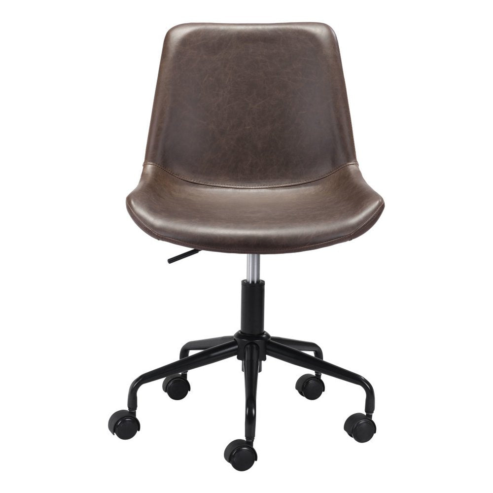 White and Black Adjustable Swivel Faux Leather Rolling Office Chair