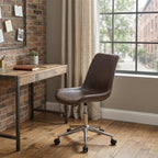 White and Black Adjustable Swivel Faux Leather Rolling Office Chair