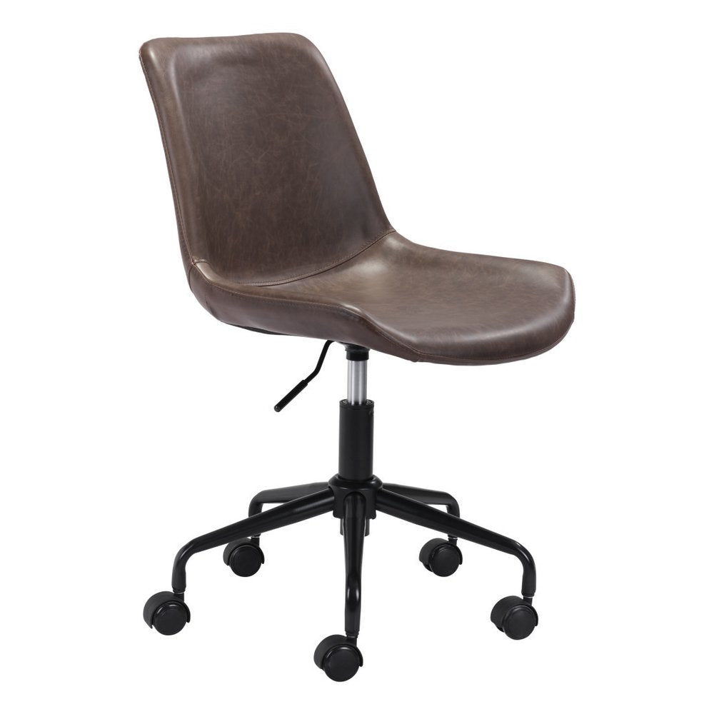 White and Black Adjustable Swivel Faux Leather Rolling Office Chair