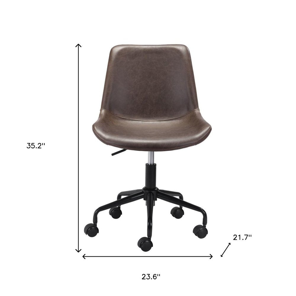 White and Black Adjustable Swivel Faux Leather Rolling Office Chair
