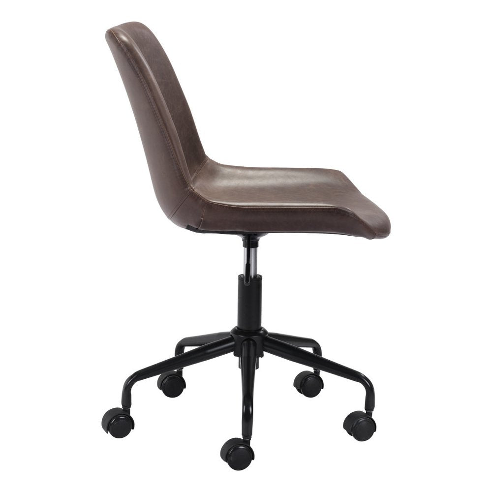 White and Black Adjustable Swivel Faux Leather Rolling Office Chair