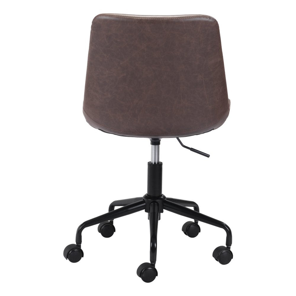 White and Black Adjustable Swivel Faux Leather Rolling Office Chair