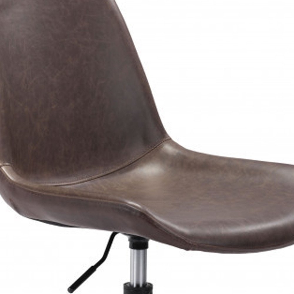 White and Black Adjustable Swivel Faux Leather Rolling Office Chair