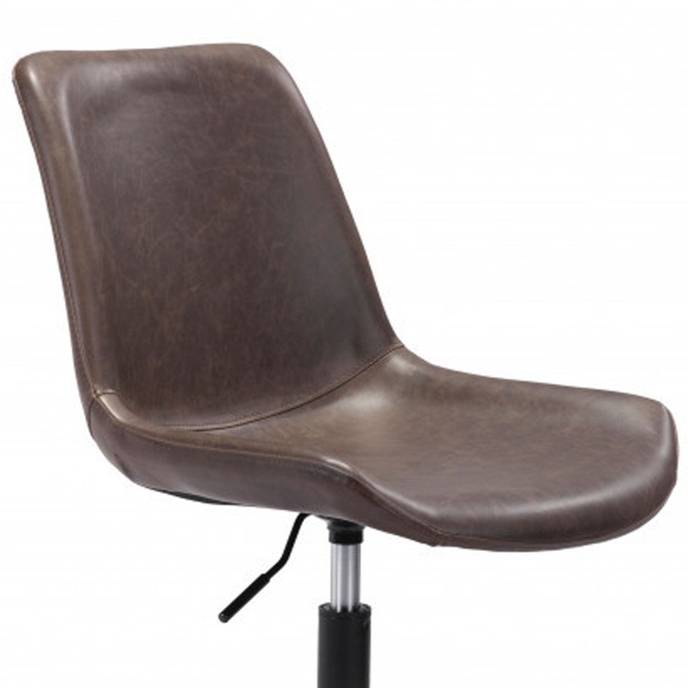 White and Black Adjustable Swivel Faux Leather Rolling Office Chair