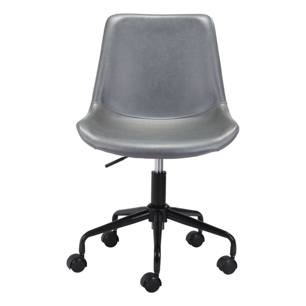 White and Black Adjustable Swivel Faux Leather Rolling Office Chair