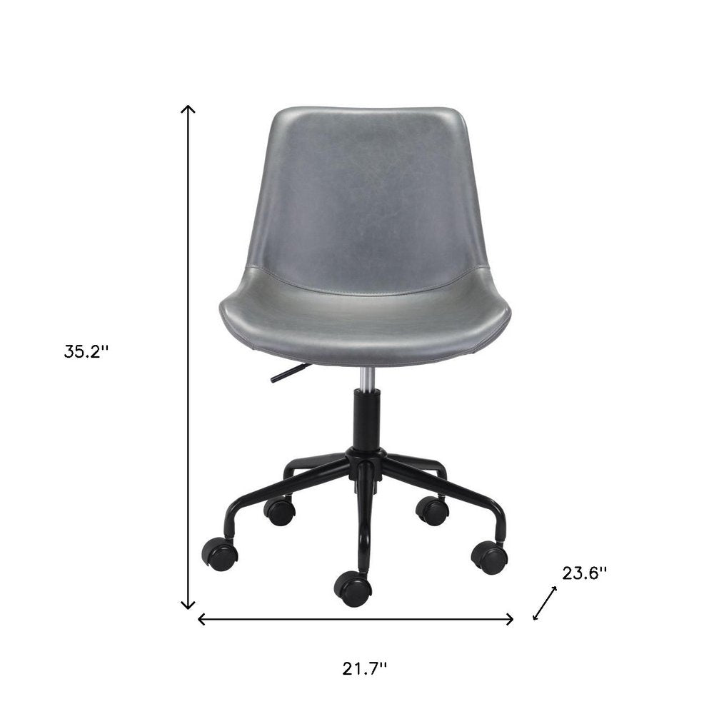 White and Black Adjustable Swivel Faux Leather Rolling Office Chair