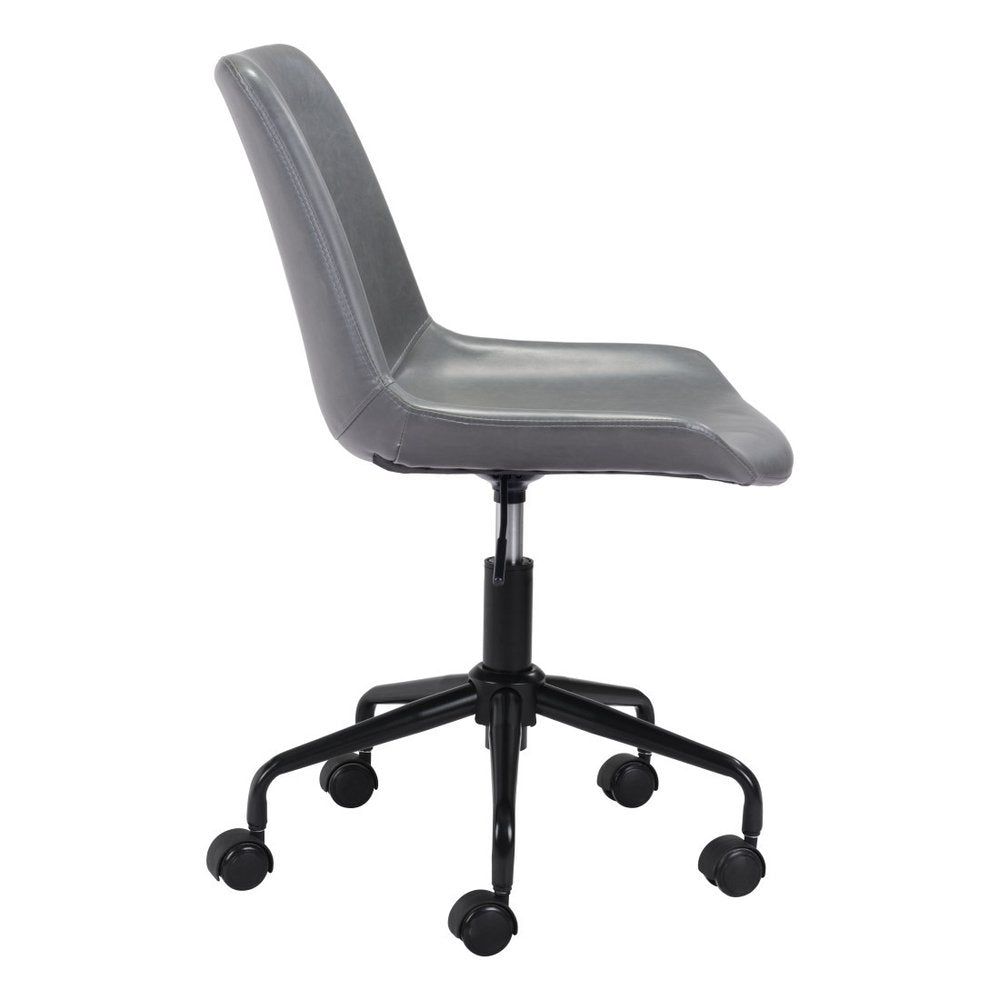 White and Black Adjustable Swivel Faux Leather Rolling Office Chair