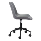 White and Black Adjustable Swivel Faux Leather Rolling Office Chair