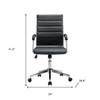 Silver and Black Adjustable Swivel Faux Leather Rolling Conference Office Chair