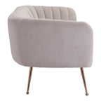 70" Beige Velvet Sofa With Gold Legs