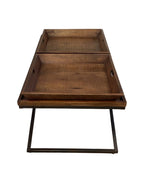 27" Brown And Black Solid Wood Cross Legs Coffee Table