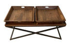 27" Brown And Black Solid Wood Cross Legs Coffee Table