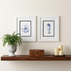 Set Of Two Blue And White Beach Icons Wall Art