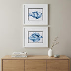 Set of Two 14" X 16" Blue Fish Wall Decor
