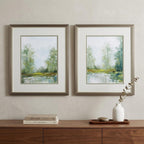 Set of Two Green Forest Landscapes Framed Wall Art