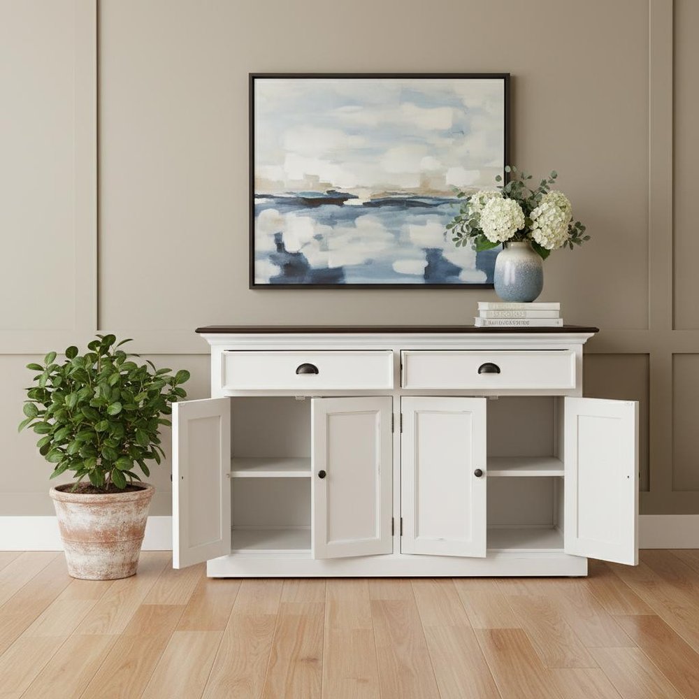Modern Farmhouse Brown And White Buffet Server