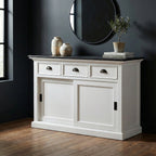 Modern Farmhouse Black And White Buffet Server With Sliding Doors
