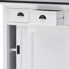 Modern Farmhouse Black And White Buffet Server With Sliding Doors