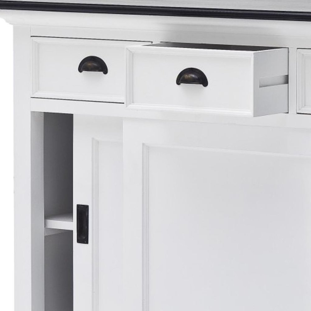 Modern Farmhouse Black And White Buffet Server With Sliding Doors