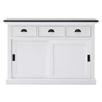 Modern Farmhouse Black And White Buffet Server With Sliding Doors