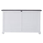 Modern Farmhouse Black And White Buffet Server With Sliding Doors