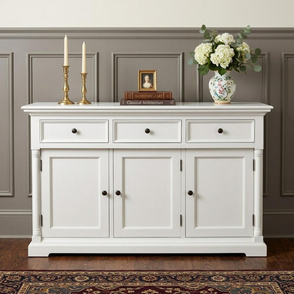 Modern Farm White Three Door Buffet Server