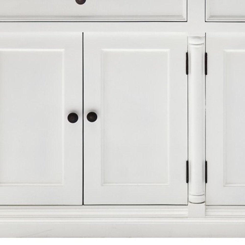 57" White Solid Wood Two Drawer Sideboard with Four Doors