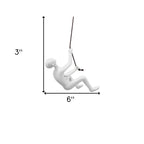 6" X 3" White Resin Climbing Man Hanging Dimensional Sculpture