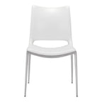 Set of Two White And Silver Upholstered Faux Leather Dining Side Chairs