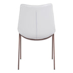 Set of Two White and Brown Upholstered Faux Leather Dining Side Chairs