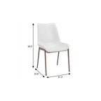 Set of Two White and Brown Upholstered Faux Leather Dining Side Chairs