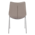 Set of Two Gray And Silver Upholstered Faux Leather Dining Side Chairs
