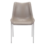 Set of Two Gray And Silver Upholstered Faux Leather Dining Side Chairs