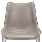 Set of Two Gray And Silver Upholstered Faux Leather Dining Side Chairs