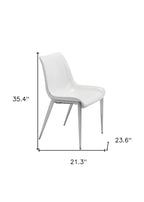 Set of Two Gray And Silver Upholstered Faux Leather Dining Side Chairs