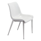 Set of Two Gray And Silver Upholstered Faux Leather Dining Side Chairs
