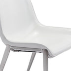 Set of Two Gray And Silver Upholstered Faux Leather Dining Side Chairs