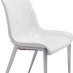 Set of Two Gray And Silver Upholstered Faux Leather Dining Side Chairs