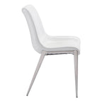 Set of Two Gray And Silver Upholstered Faux Leather Dining Side Chairs