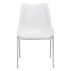 Set of Two Gray And Silver Upholstered Faux Leather Dining Side Chairs