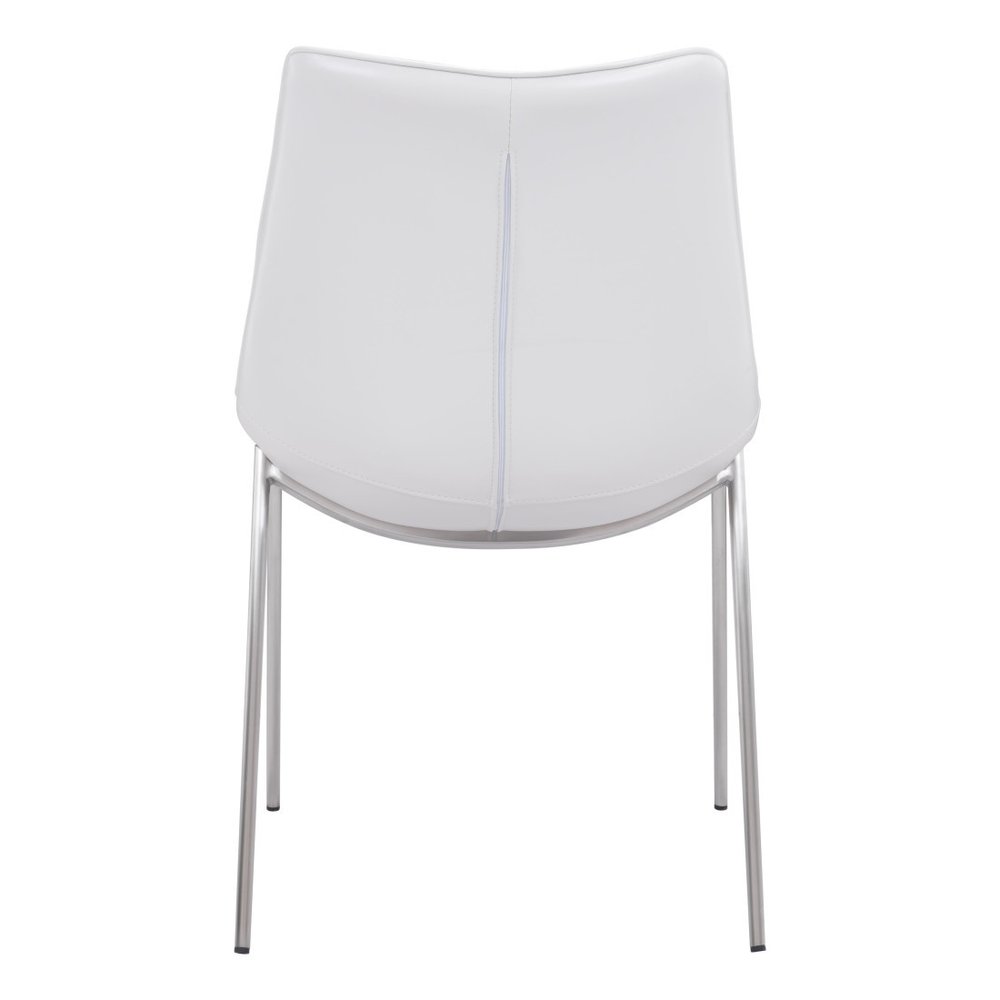 Set of Two Gray And Silver Upholstered Faux Leather Dining Side Chairs