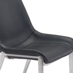 Set of Two Gray And Silver Upholstered Faux Leather Dining Side Chairs