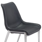 Set of Two Gray And Silver Upholstered Faux Leather Dining Side Chairs