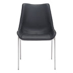 Set of Two Gray And Silver Upholstered Faux Leather Dining Side Chairs