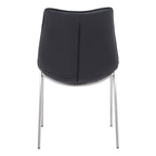 Set of Two Gray And Silver Upholstered Faux Leather Dining Side Chairs