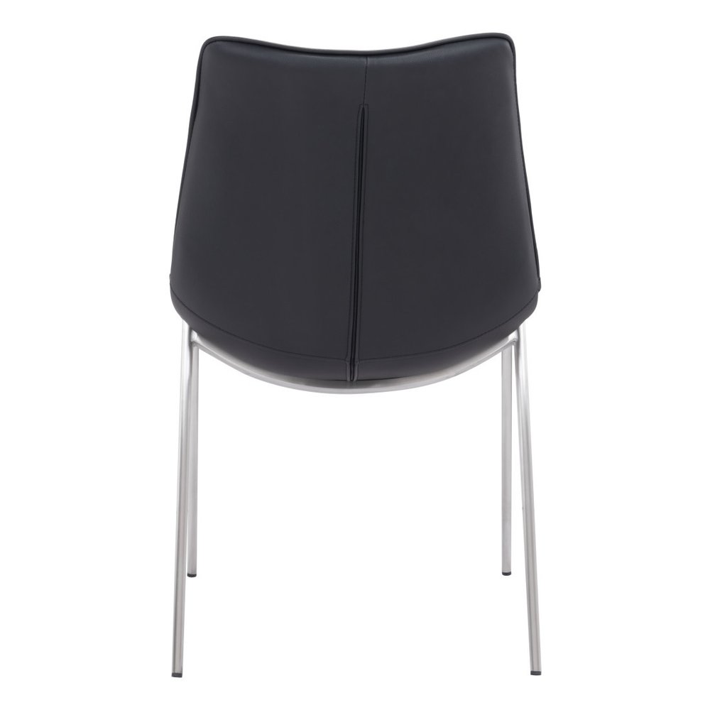 Set of Two Gray And Silver Upholstered Faux Leather Dining Side Chairs