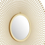 35" Gold Round Iron Framed Accent Mirror