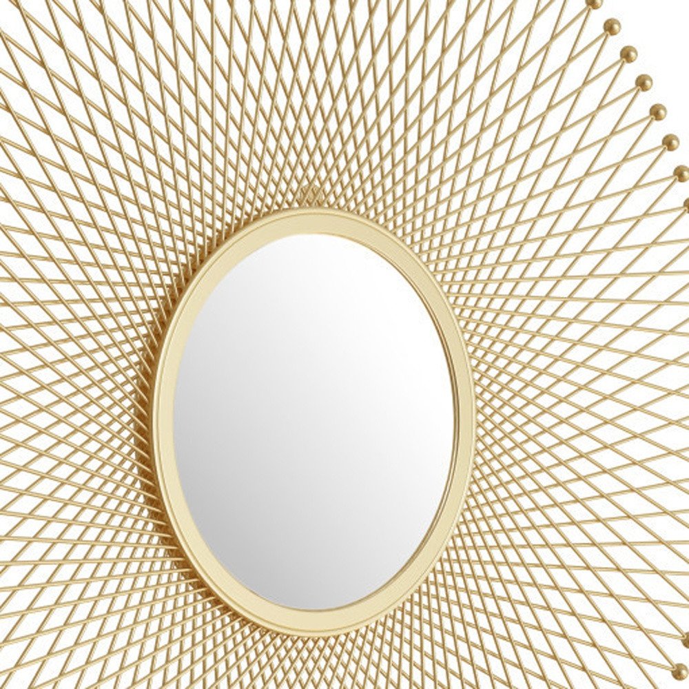 35" Gold Round Iron Framed Accent Mirror